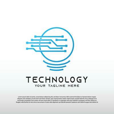 Technology logo with light bulb concept. bulb idea. technology and network icon -vector