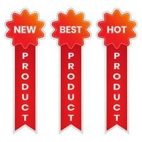 New product, Hot product and Best product ribbon banner label icon for websites vector