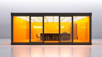 Mobile office buildings or container site office for construction site. Shipping container. Portable house and office cabins, illustration photo