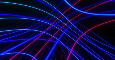 Abstract colored laser lines, random movement of glowing 3D lines. digital background video