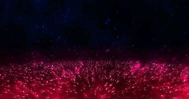 Abstract animated background of glowing particles. movement of bright dots of particles emitted by rays of light, shiny and shimmering particles with bokeh effect video