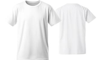 Men white blank T shirt, template, from two sides, isolated on white background, generate ai photo