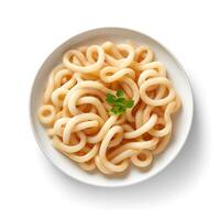 Food photography of Udon  isolated on white background. Generative AI photo