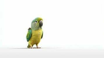 Photo of a Parakeet on white background. Generative AI