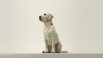 Photo of a labrador retriever on white background. Generative AI