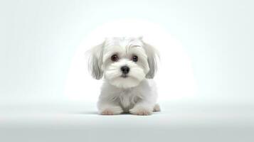 foto de un lhasa apso en blanco antecedentes. generativo ai