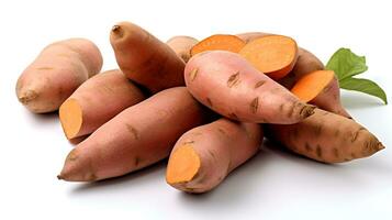 Photo of Sweet potatoes isolated on white background