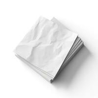 Blank white paper isolated on white background. Generative AI photo