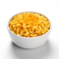 Food photography of Mac and Cheese on bowl isolated on white background. Generative AI photo