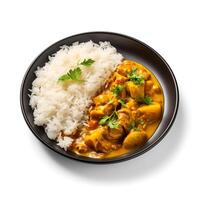 Photo of Curry on plate isolated on white background. Created by