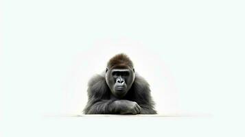 Photo of a koko the gorilla on white background. Generative AI