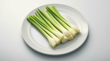 Photo of Leeks sliced pieces isolated on white background