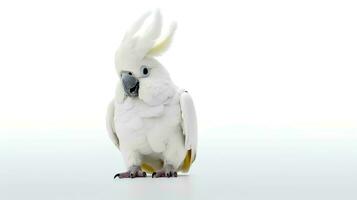 Photo of a cockatiel bird on white background. Generative AI