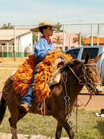 aporo, goiás, Brasil - 05 07 2023 lado de caballo montando evento abierto a el público foto