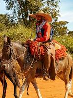 aporo, goiás, Brasil - 05 07 2023 lado de caballo montando evento abierto a el público foto