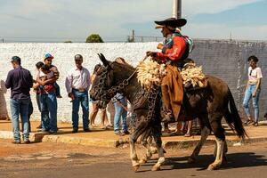 aporo, goiás, Brasil - 05 07 2023 lado de caballo montando evento abierto a el público foto