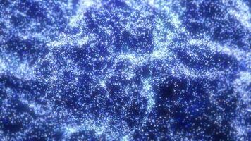 Blue waves from energy particles magical glowing high tech futuristic light dots abstract background video