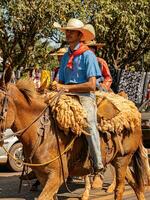 aporo, goiás, Brasil - 05 07 2023 lado de caballo montando evento abierto a el público foto