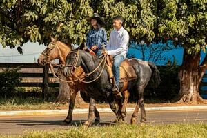 aporo, goiás, Brasil - 05 07 2023 lado de caballo montando evento abierto a el público foto