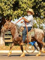 aporo, goiás, Brasil - 05 07 2023 lado de caballo montando evento abierto a el público foto