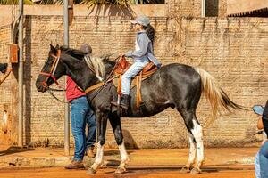 aporo, goiás, Brasil - 05 07 2023 lado de caballo montando evento abierto a el público foto