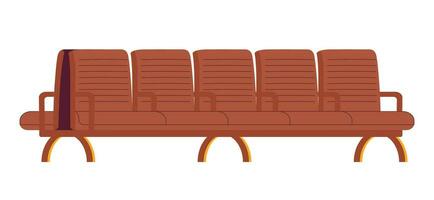 Wooden bench semi flat colour vector object. Comfortable seats in waiting room. Editable cartoon clip art icon on white background. Simple spot illustration for web graphic design