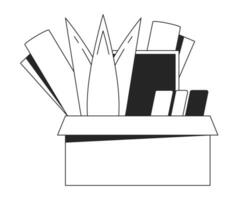 despedido caja plano monocromo aislado vector objeto. usted son despedido. pertenencias en caja. despido día. editable negro y blanco línea Arte dibujo. sencillo contorno Mancha ilustración para web gráfico diseño