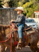 aporo, goiás, Brasil - 05 07 2023 lado de caballo montando evento abierto a el público foto