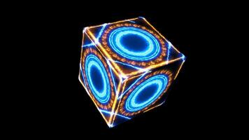 kubus magie cirkel krachtig blauw vlam energie met hemel dubbele cirkel zes sterren video