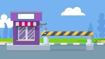 City Cartoon Background video with street and check post