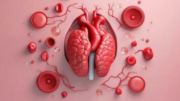 3D illustration of the human organ systems, Human internal organs. Anatomy. Nervous, circulatory, digestive, excretory, urinary,and bone systems. Medical education concept, Generative AI illustration photo