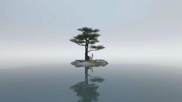 Abstract illustration minimalist landscape, alone tree in clear nature landscapeAbstract illustration minimalist landscape, Alone tree in clear nature landscape, illustration photo