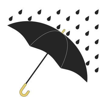 Opened umbrella cover from rain flat line color isolated vector object. Protection. Bad weather. Editable clip art image on white background. Simple outline cartoon spot illustration for web design