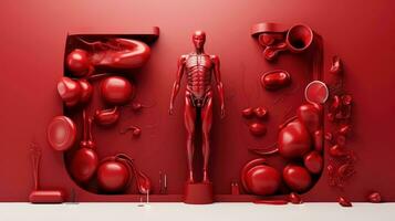 3D illustration of the human organ systems, Human internal organs. Anatomy. Nervous, circulatory, digestive, excretory, urinary,and bone systems. Medical education concept, Generative AI illustration photo