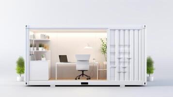 Mobile office buildings or container site office for construction site. Shipping container. Portable house and office cabins, illustration photo