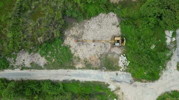 Construction site in a wooded area seen from above video