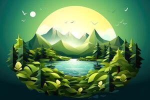 llustration images, Ecosystem restoration, environment day concept tree background. Ecology project concept, illustration photo