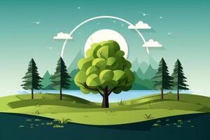 llustration images, Ecosystem restoration, environment day concept tree background. Ecology project concept, Generative AI illustration photo