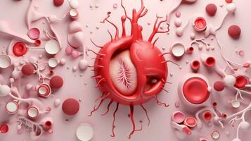 3D illustration of the human organ systems, Human internal organs. Anatomy. Nervous, circulatory, digestive, excretory, urinary,and bone systems. Medical education concept, Generative AI illustration photo