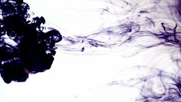 Shiny purple ink dissolves in water on white background, abstract background, injecting ink into liquid video