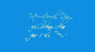 internacional día de limpiar aire para azul cielo - letras animación con partículas video