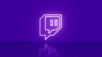 Madrid, Spain - August, 2023, Twitch logo in neon with space for text and graphics. purple background. video