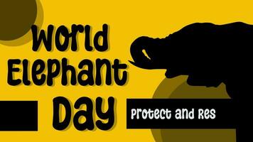 World Elephant day Text with Slowmotion Animated elephant silhouette video, Elephant animation video, World elephant day Abstract Motion Background animation video, Elephant Abstract Animation video