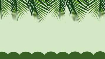natuur groen palm bladeren achtergrond animatie voor presentatie dia's, natuur abstract groen scherm beweging achtergrond, groen palm bladeren grens kader langzaam beweging Aan groen achtergrond vrij video