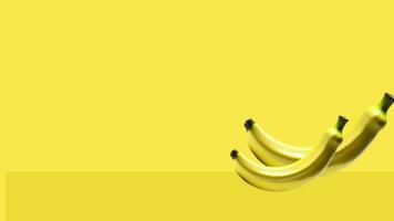 yellow banana fruit appear on right sidde on yellow abstract background video, banana fruits on yellow plain background, banana fruits moving  background motion squares , yellow banana background video