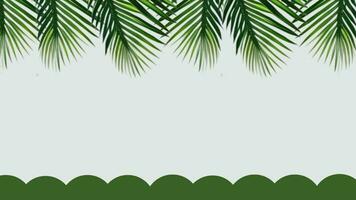 natuur groen palm bladeren achtergrond animatie voor presentatie dia's, natuur abstract groen scherm beweging achtergrond, groen palm bladeren grens kader langzaam beweging Aan groen achtergrond vrij video