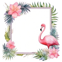 Watercolor flamingo frame isolated png