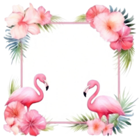 Watercolor flamingo frame isolated png