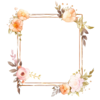 Romantic flotal watercolor frame png