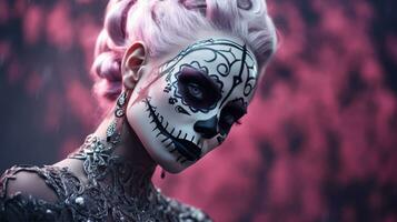 Beautiful model with halloween makeup photo
